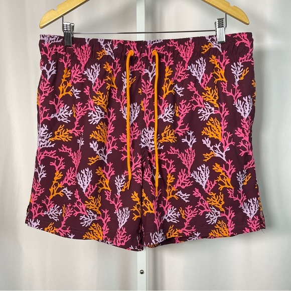 George Other - George Large Coral Reef Print Swim Trunks Shorts Vacation Ocean